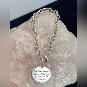 Far Fetched 925 Sterling Gandhi Quote Charm Bracelet 25.5g